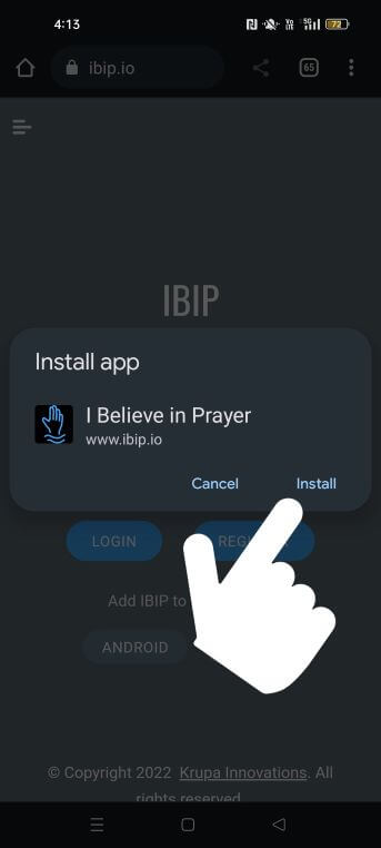 Confirm IBIP Android Install